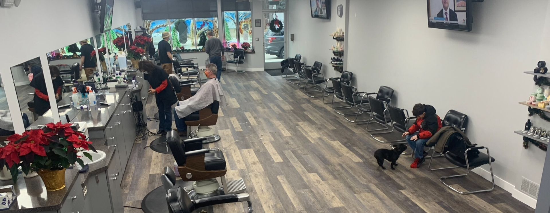 Cherry Hill Barber Shop Main Area with Stylists in Dearborn, Michigan.